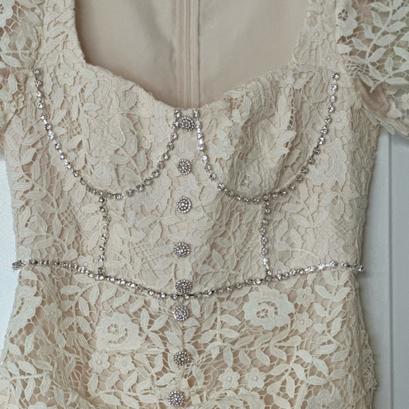 Self-Portrait Cream Sweetheart Neck MIDI - Picture 3 of 9